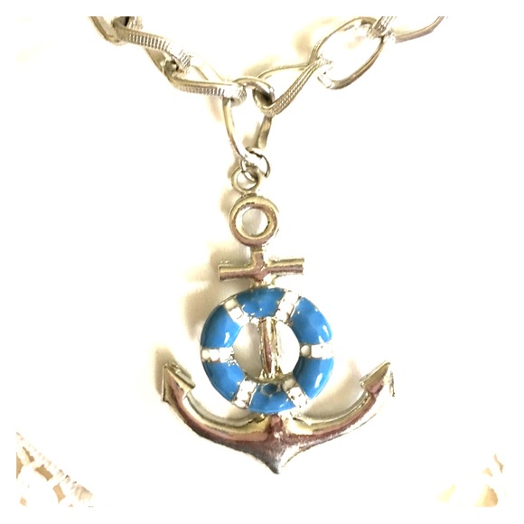 Jewelry - NEW NAUTICAL silver tone chain necklace anchor